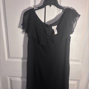 Liz Claiborne Dressed Black V-Neck Lined Dress Size 12 Sleeveless